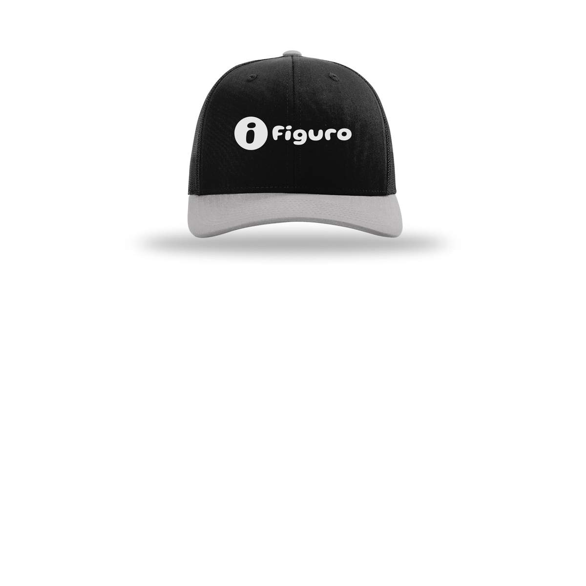 getfiguro-richardson-trucker-cap-embroidery-capfront-R112-blackblacklightgrey-flat-front