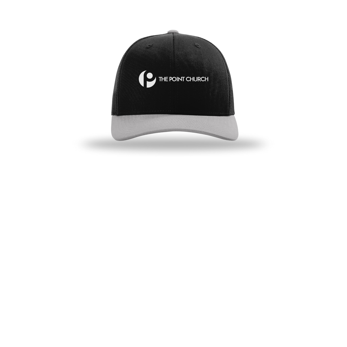 thepointva-richardson-trucker-cap-embroidery-capfront-R112-blackblacklightgrey-flat-front