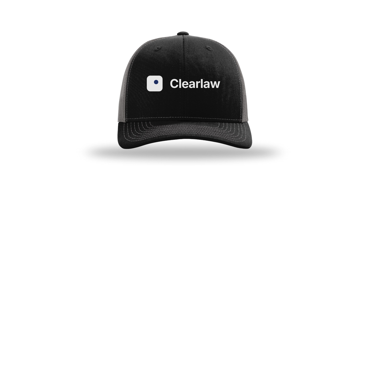 clearlaw-richardson-trucker-cap-embroidery-capfront-R112-blackcharcoal-flat-front