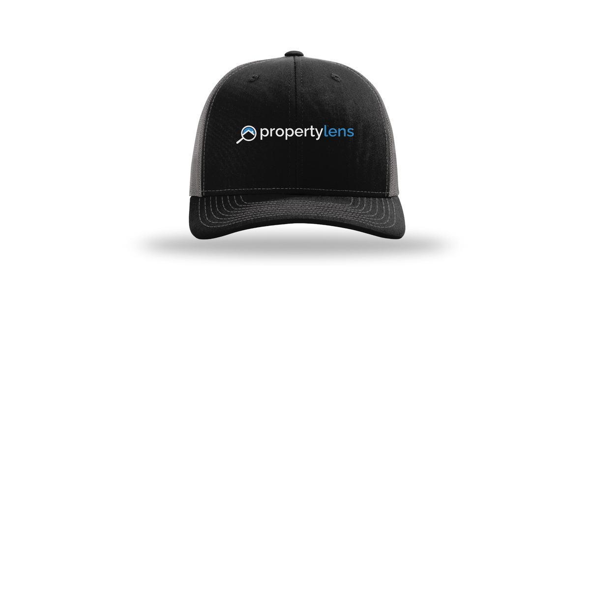 propertylens-richardson-trucker-cap-embroidery-capfront-R112-blackcharcoal-flat-front