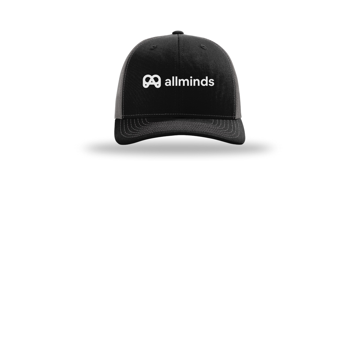 getallminds-richardson-trucker-cap-embroidery-capfront-R112-blackcharcoal-flat-front
