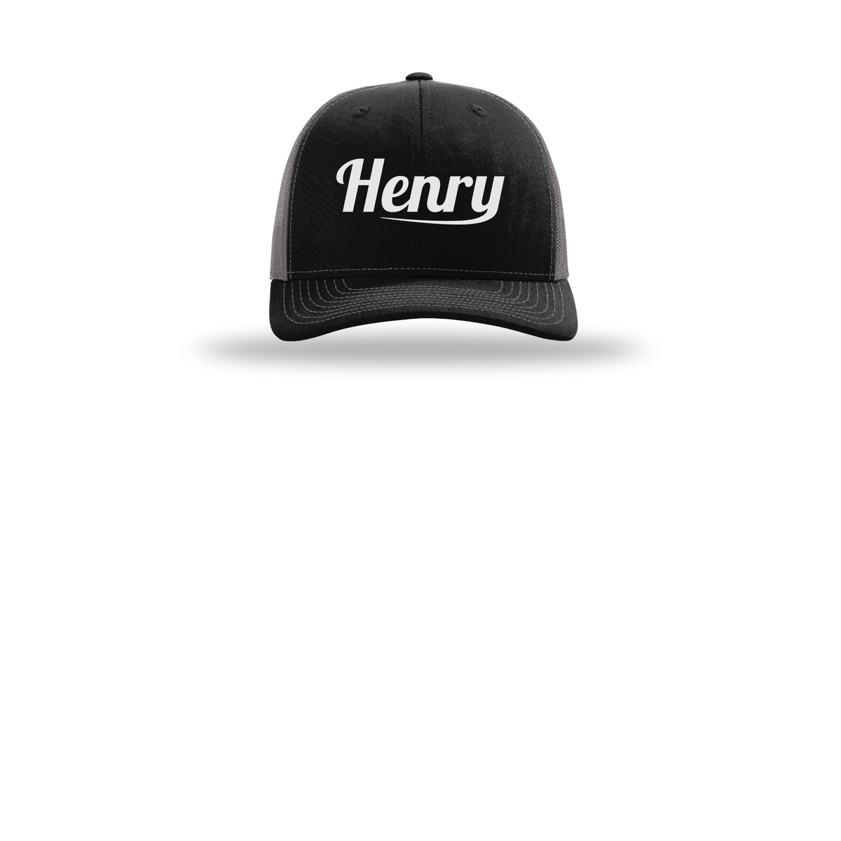 henrymeds-richardson-trucker-cap-embroidery-capfront-R112-blackcharcoal-flat-front