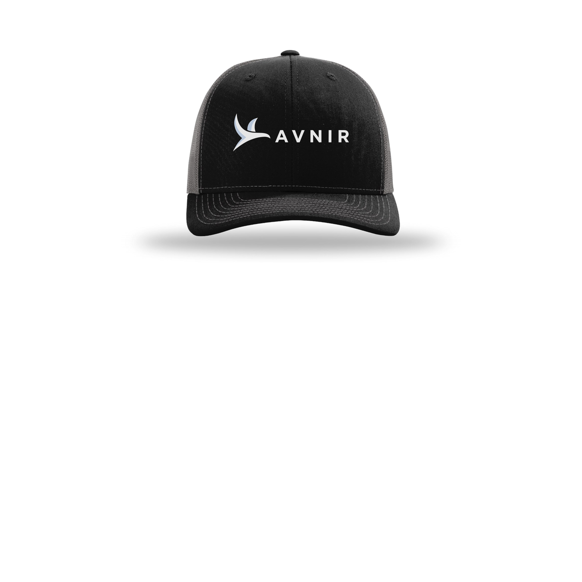 avnir-richardson-trucker-cap-embroidery-capfront-R112-blackcharcoal-flat-front