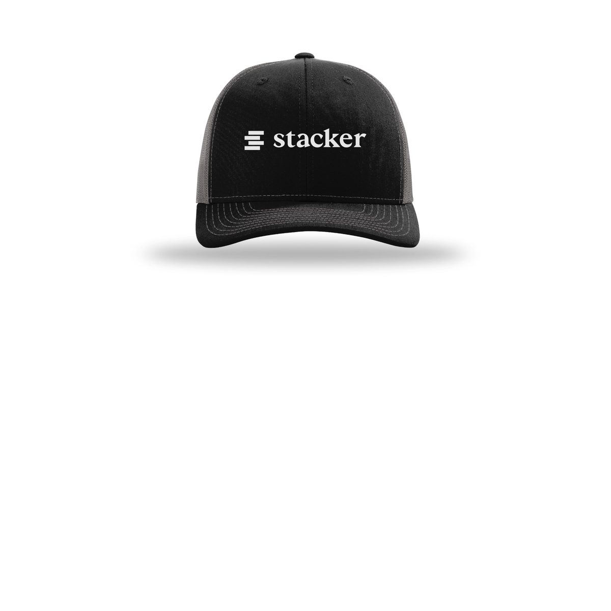 stacker-richardson-trucker-cap-embroidery-capfront-R112-blackcharcoal-flat-front