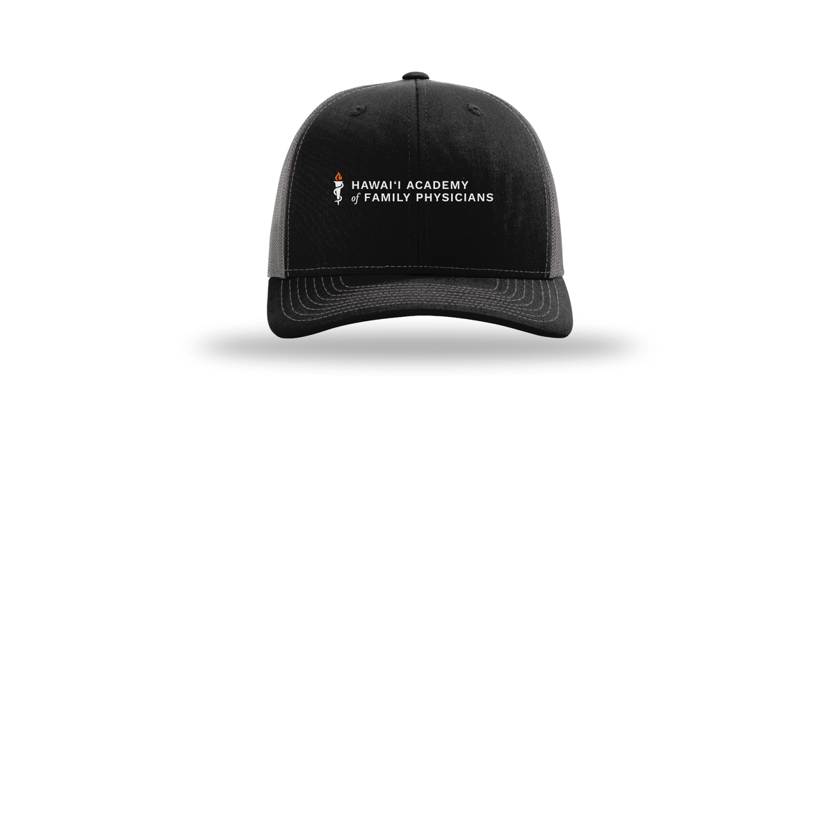 hafp-richardson-trucker-cap-embroidery-capfront-R112-blackcharcoal-flat-front