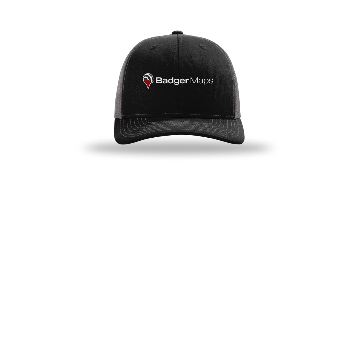 badgermapping-richardson-trucker-cap-embroidery-capfront-R112-blackcharcoal-flat-front