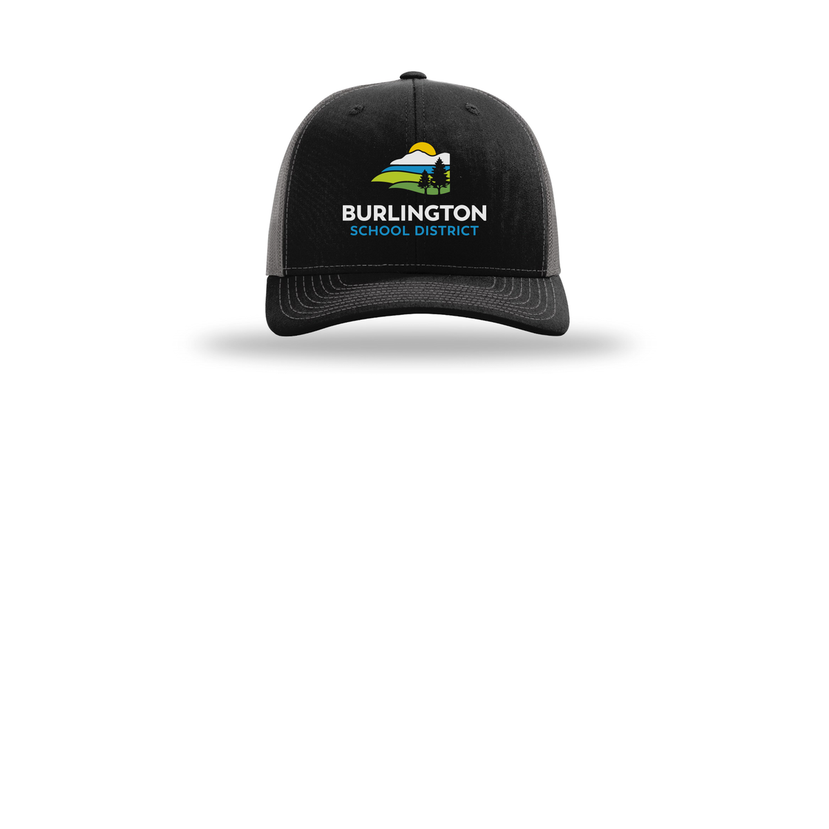 bsdvt-richardson-trucker-cap-embroidery-capfront-R112-blackcharcoal-flat-front