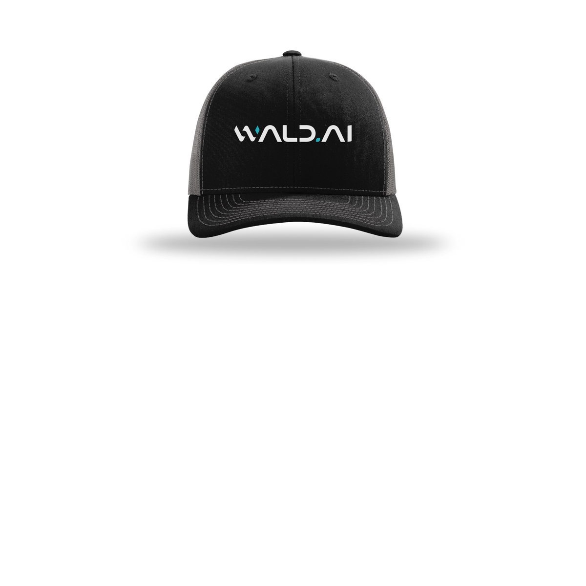 wald-richardson-trucker-cap-embroidery-capfront-R112-blackcharcoal-flat-front