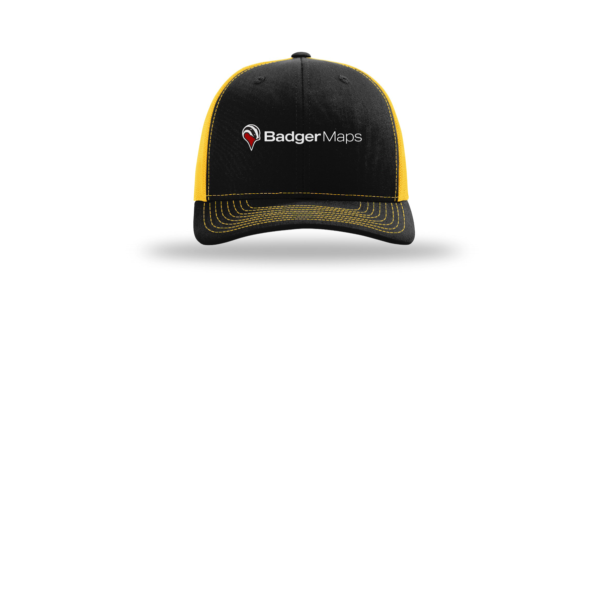 badgermapping-richardson-trucker-cap-embroidery-capfront-R112-blackgold-flat-front
