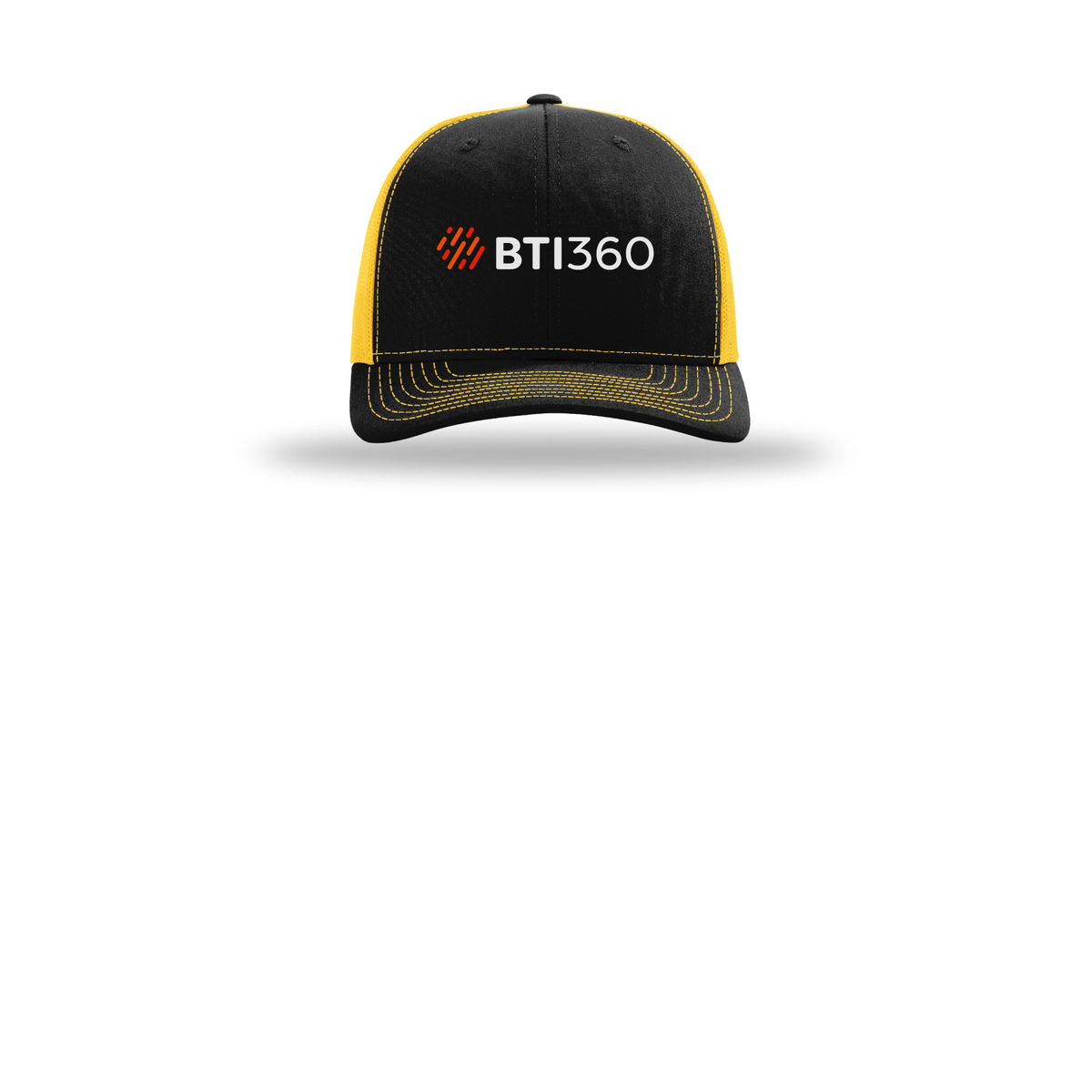 bti360-richardson-trucker-cap-embroidery-capfront-R112-blackgold-flat-front