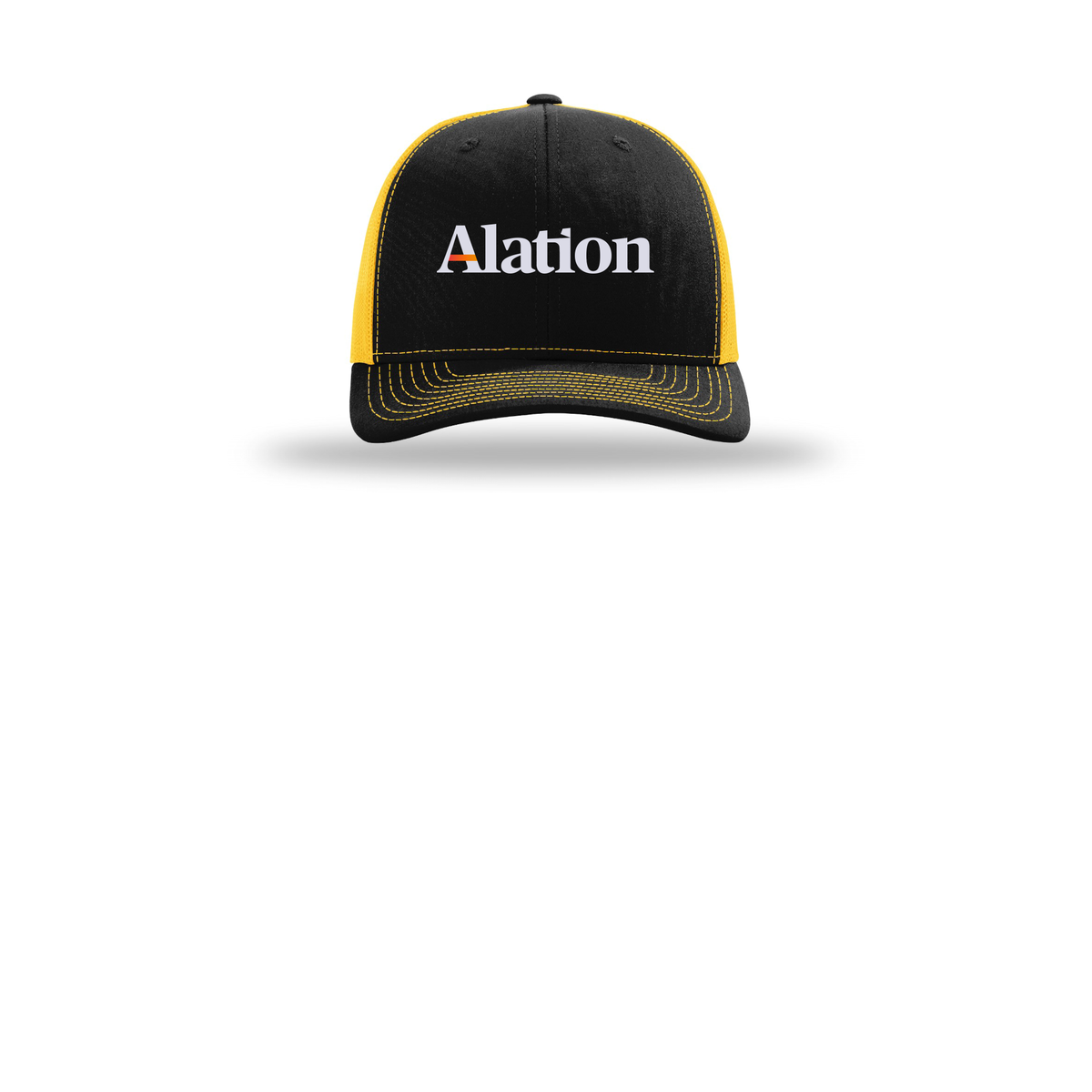 alation-richardson-trucker-cap-embroidery-capfront-R112-blackgold-flat-front