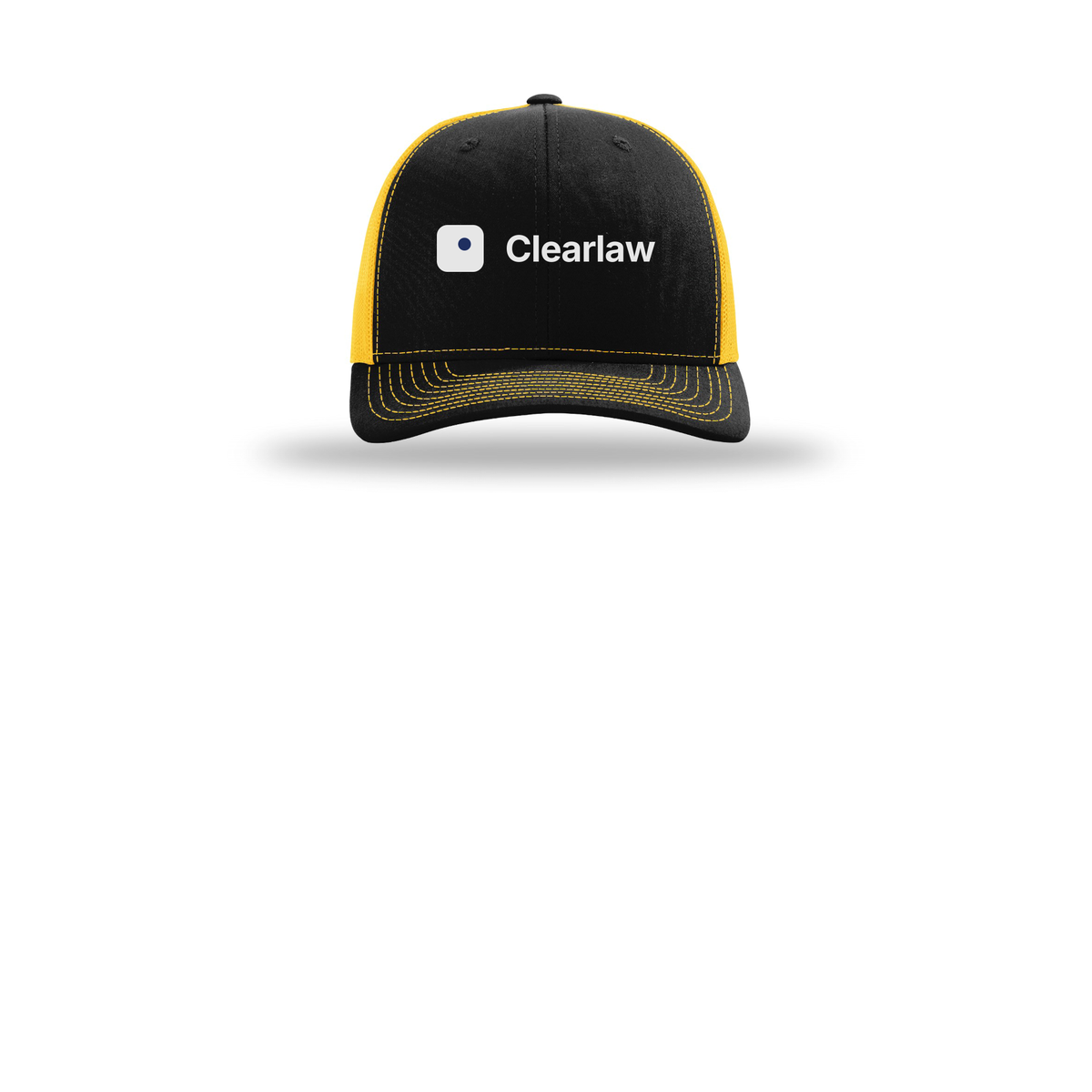 clearlaw-richardson-trucker-cap-embroidery-capfront-R112-blackgold-flat-front
