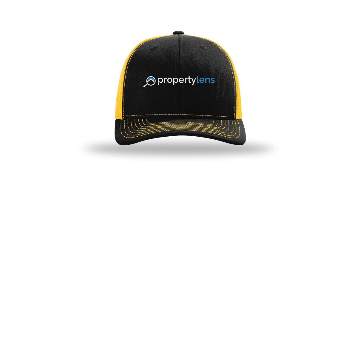 propertylens-richardson-trucker-cap-embroidery-capfront-R112-blackgold-flat-front