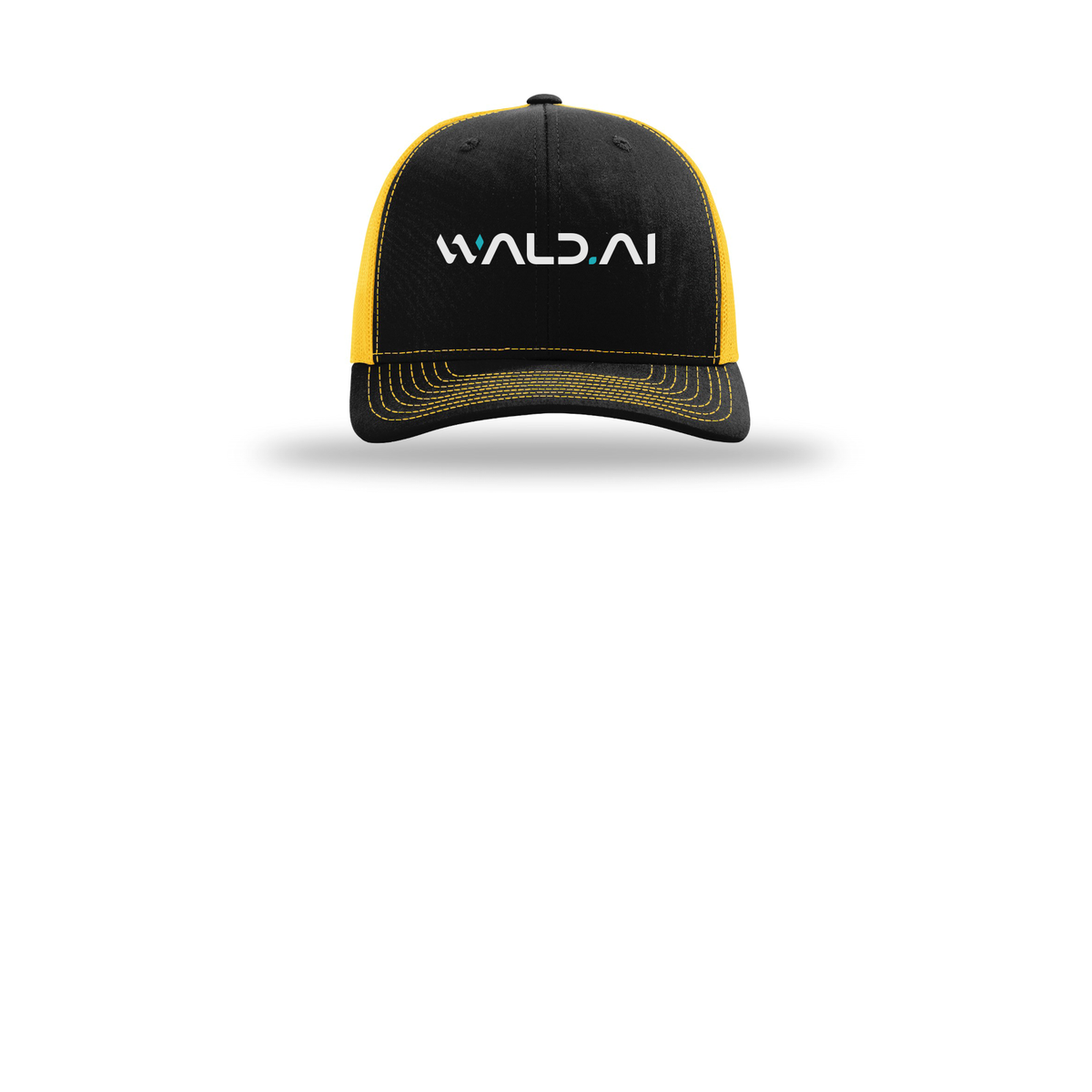 wald-richardson-trucker-cap-embroidery-capfront-R112-blackgold-flat-front