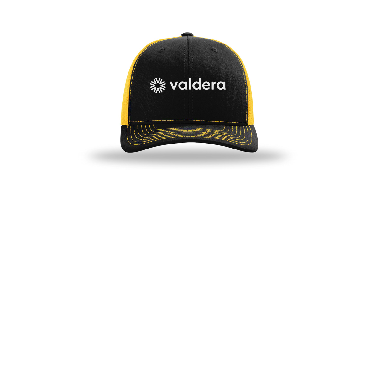 valdera-richardson-trucker-cap-embroidery-capfront-R112-blackgold-flat-front
