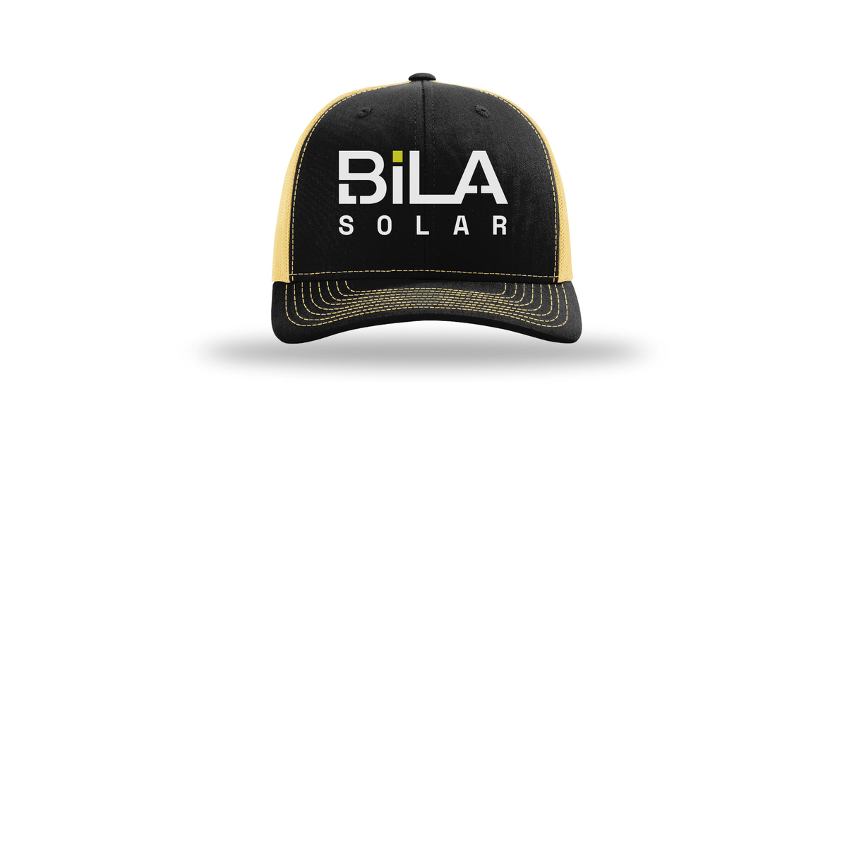 bilasolar-richardson-trucker-cap-embroidery-capfront-R112-blackvegasgold-flat-front