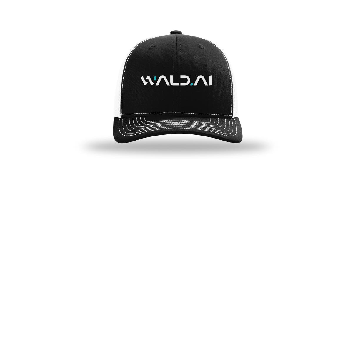 wald-richardson-trucker-cap-embroidery-capfront-R112-blackwhite-flat-front