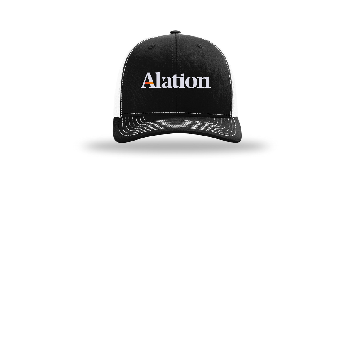 alation-richardson-trucker-cap-embroidery-capfront-R112-blackwhite-flat-front