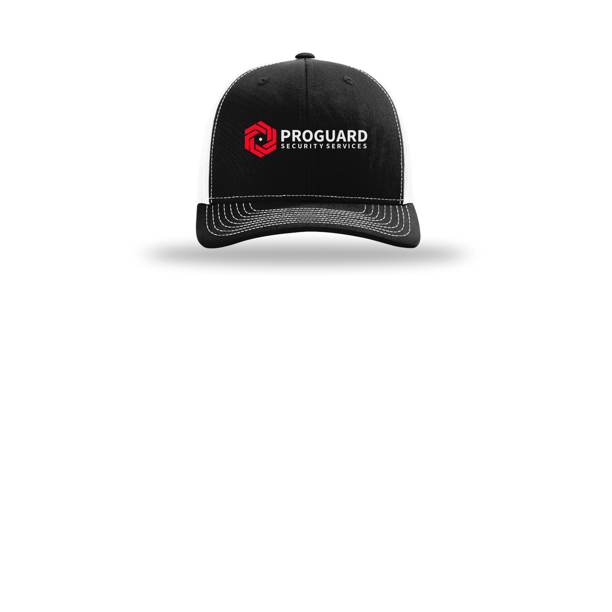 proguardsecurityservices-richardson-trucker-cap-embroidery-capfront-R112-blackwhite-flat-front