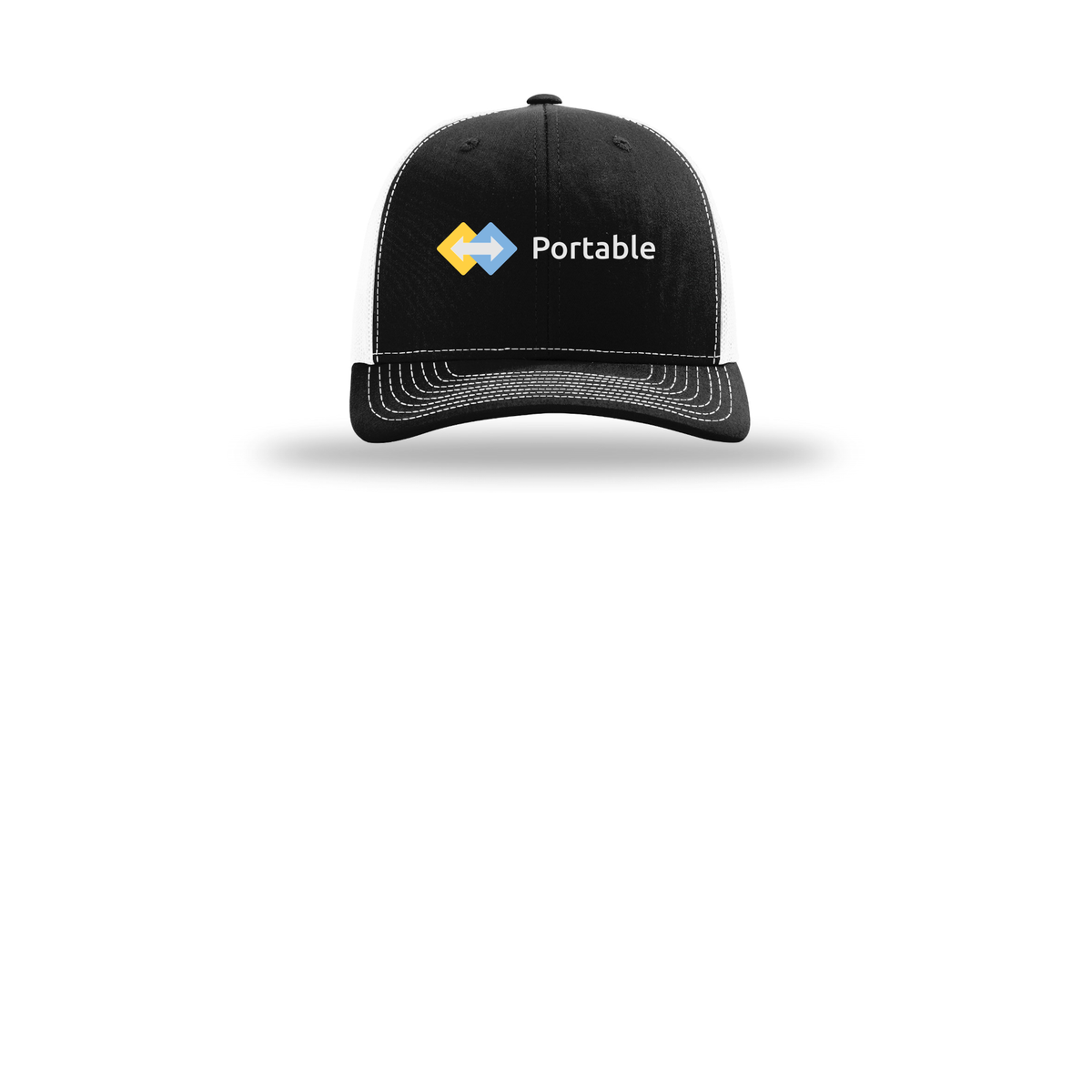 portable-richardson-trucker-cap-embroidery-capfront-R112-blackwhite-flat-front