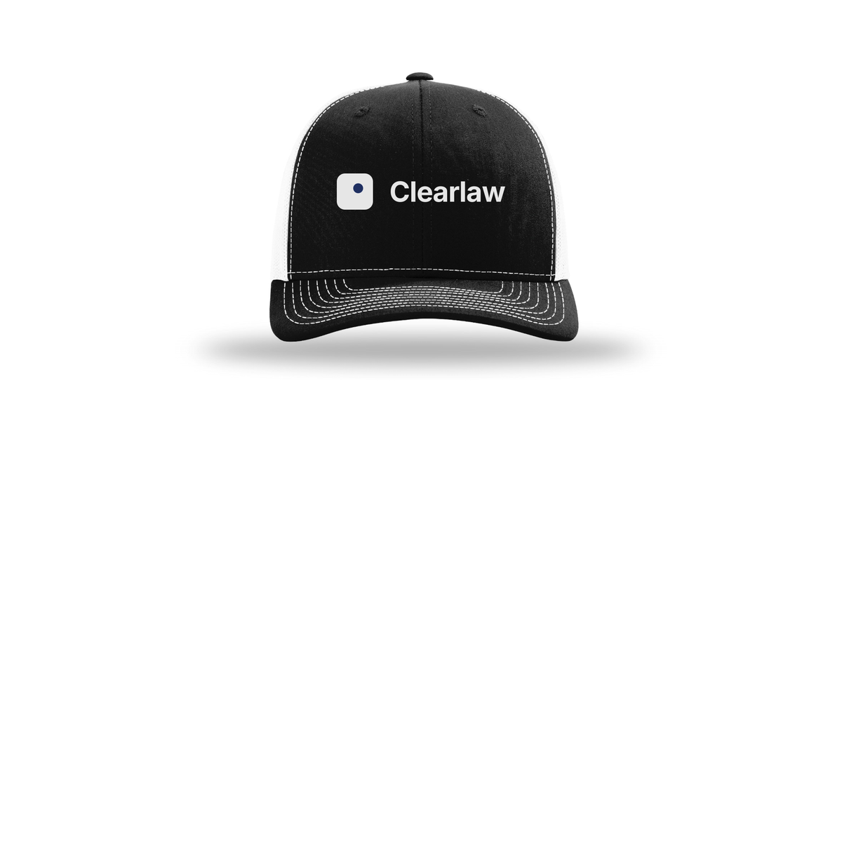 clearlaw-richardson-trucker-cap-embroidery-capfront-R112-blackwhite-flat-front