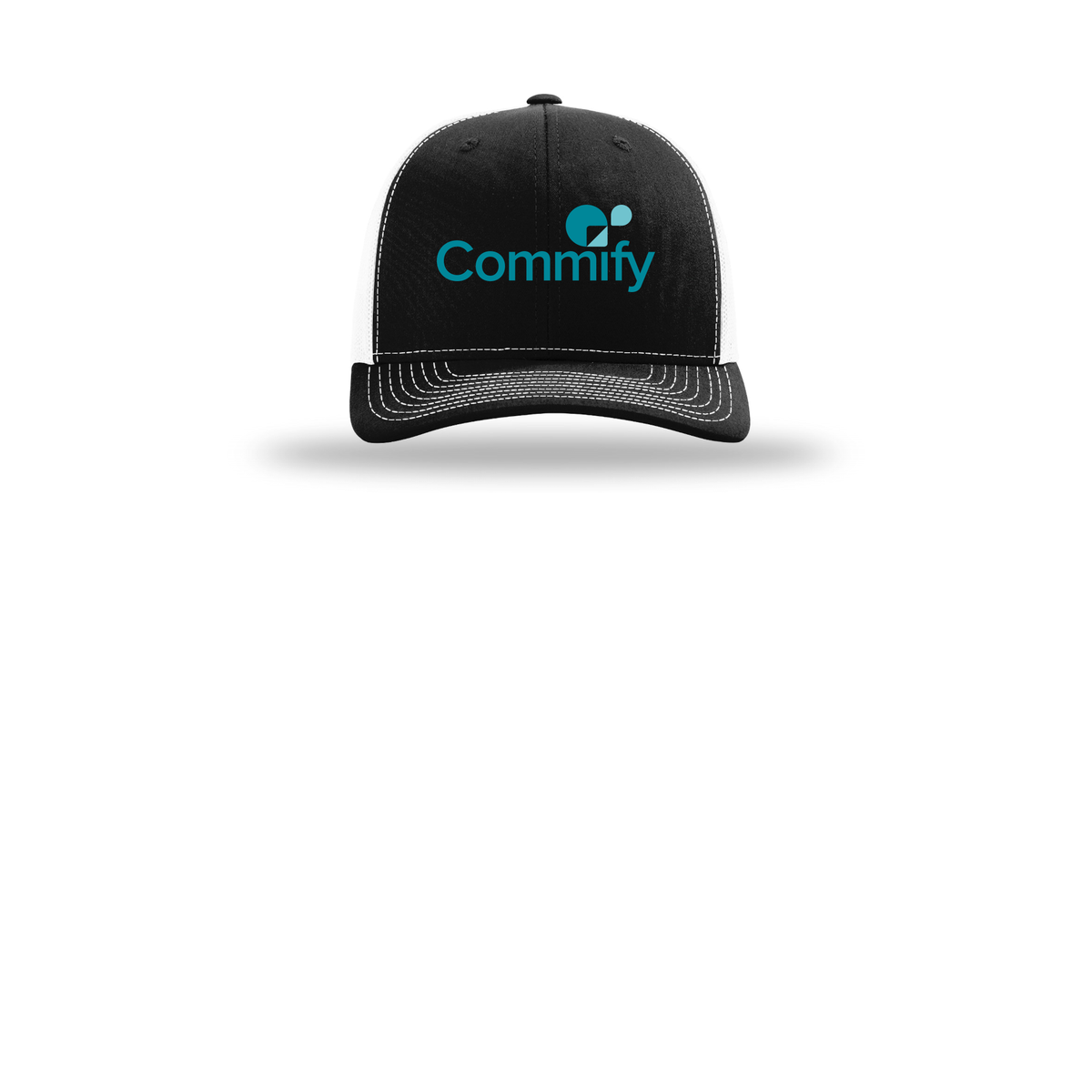 commify-richardson-trucker-cap-embroidery-capfront-R112-blackwhite-flat-front