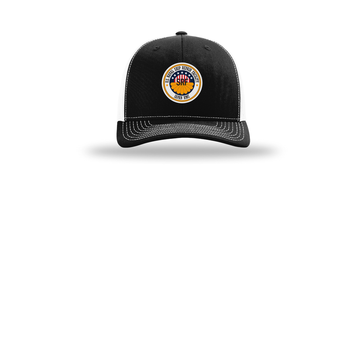 srf-jrmc-richardson-trucker-cap-embroidery-capfront-R112-blackwhite-flat-front
