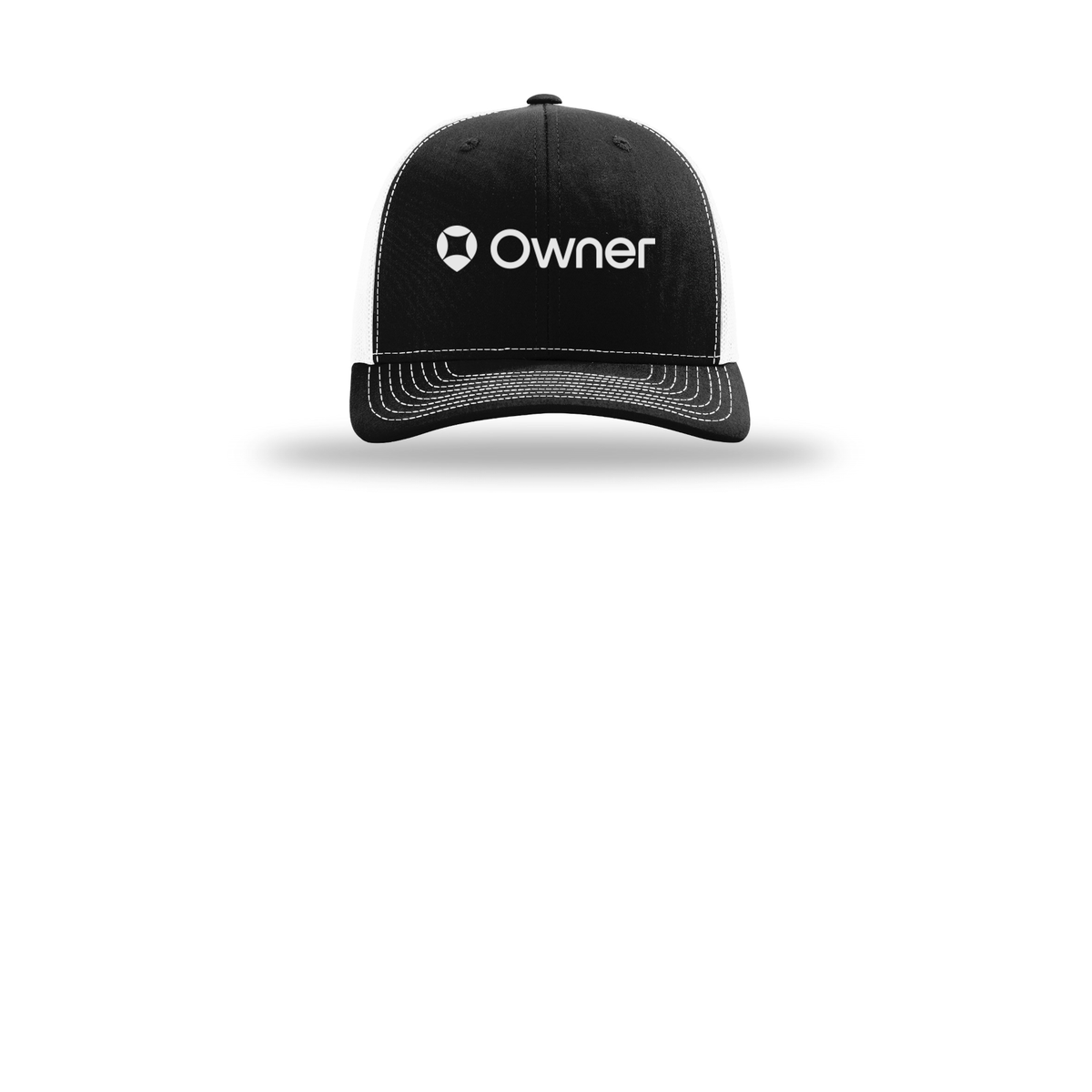owner-richardson-trucker-cap-embroidery-capfront-R112-blackwhite-flat-front