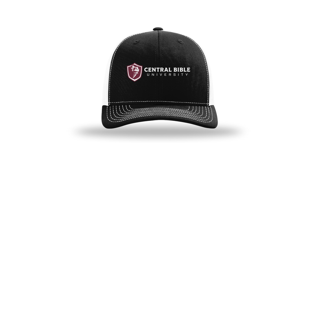 centralbible-richardson-trucker-cap-embroidery-capfront-R112-blackwhite-flat-front