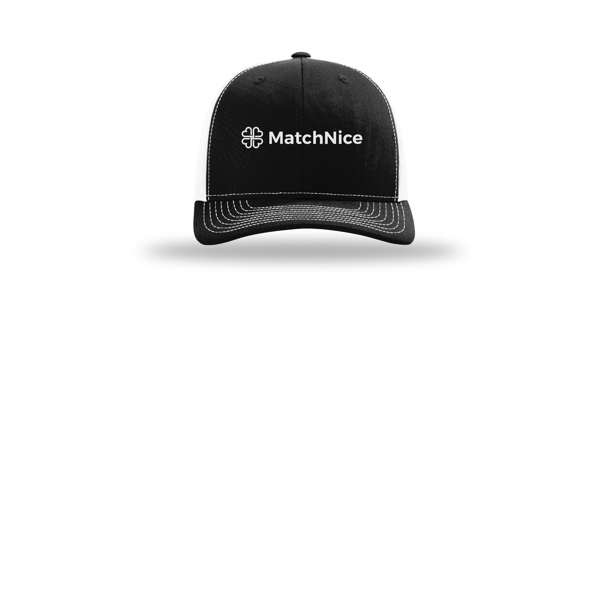 matchnice-richardson-trucker-cap-embroidery-capfront-R112-blackwhite-flat-front