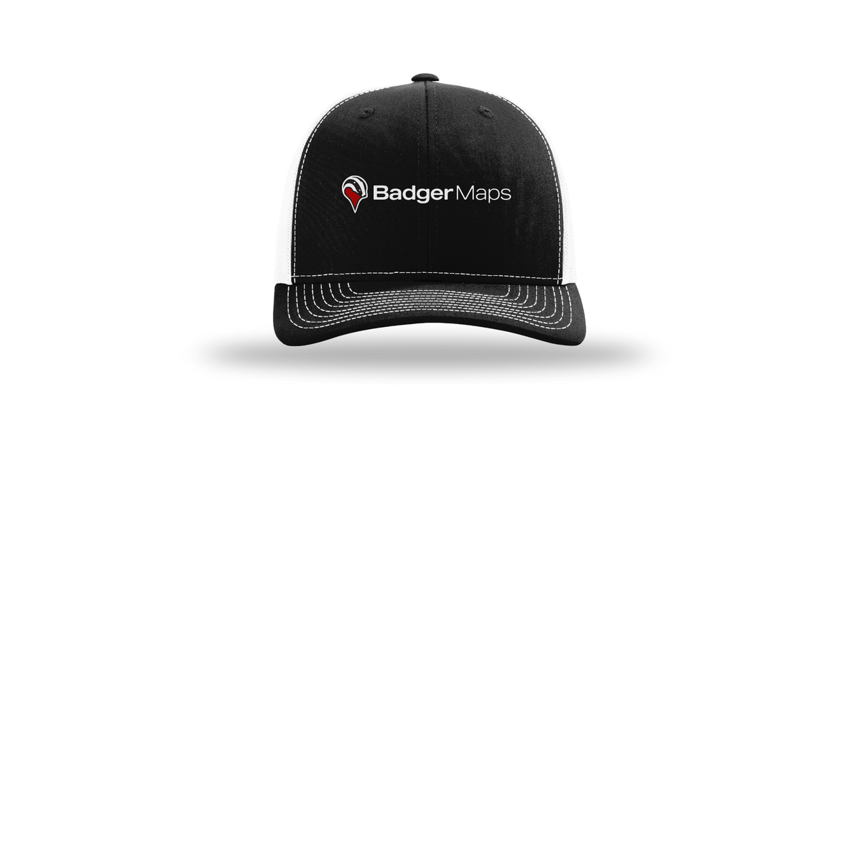 badgermapping-richardson-trucker-cap-embroidery-capfront-R112-blackwhite-flat-front