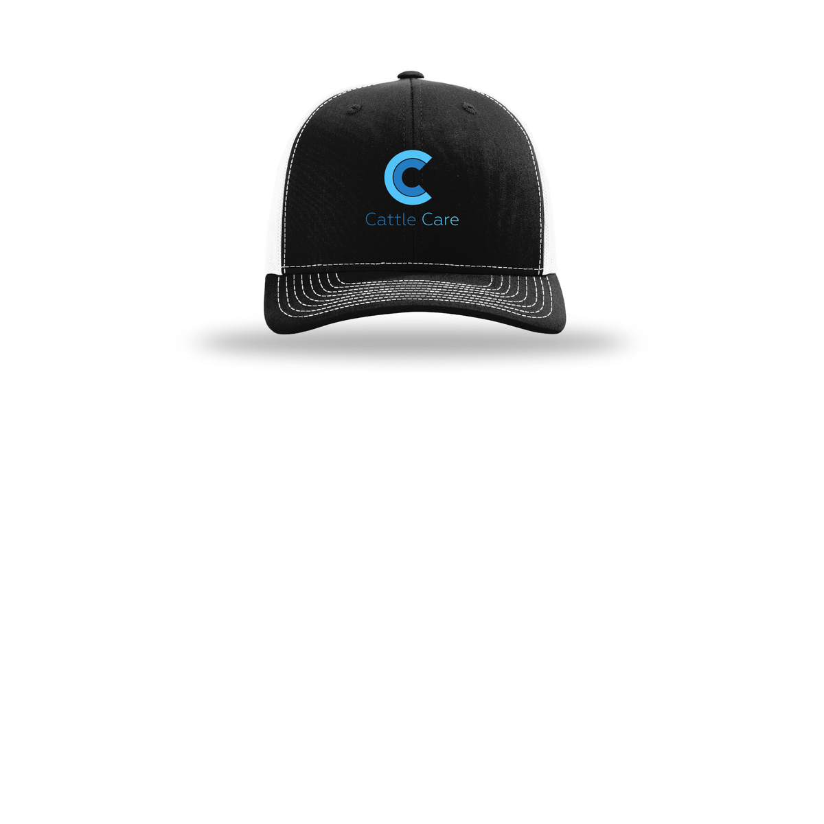 cattle-care-richardson-trucker-cap-embroidery-capfront-R112-blackwhite-flat-front