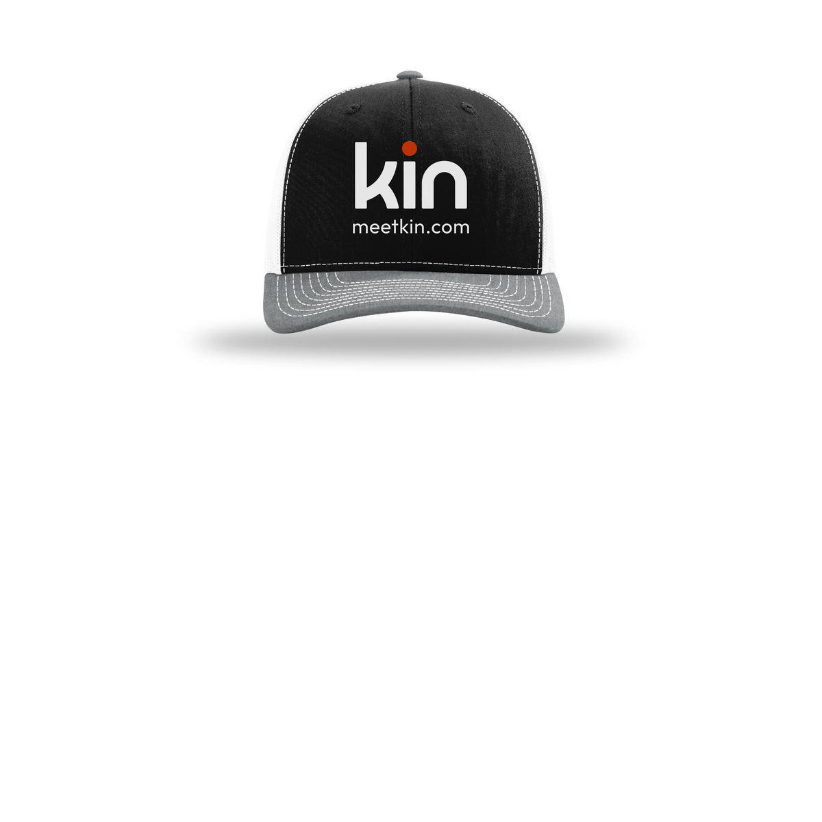 kin-richardson-trucker-cap-embroidery-capfront-R112-blackwhiteheathergrey-flat-front