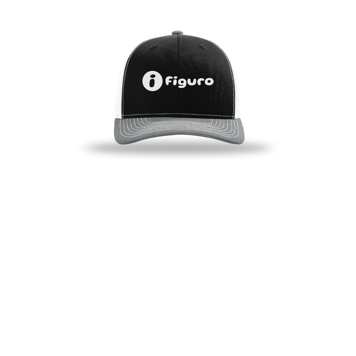 getfiguro-richardson-trucker-cap-embroidery-capfront-R112-blackwhiteheathergrey-flat-front