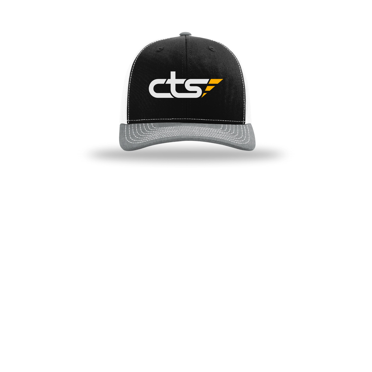 cts1-richardson-trucker-cap-embroidery-capfront-R112-blackwhiteheathergrey-flat-front