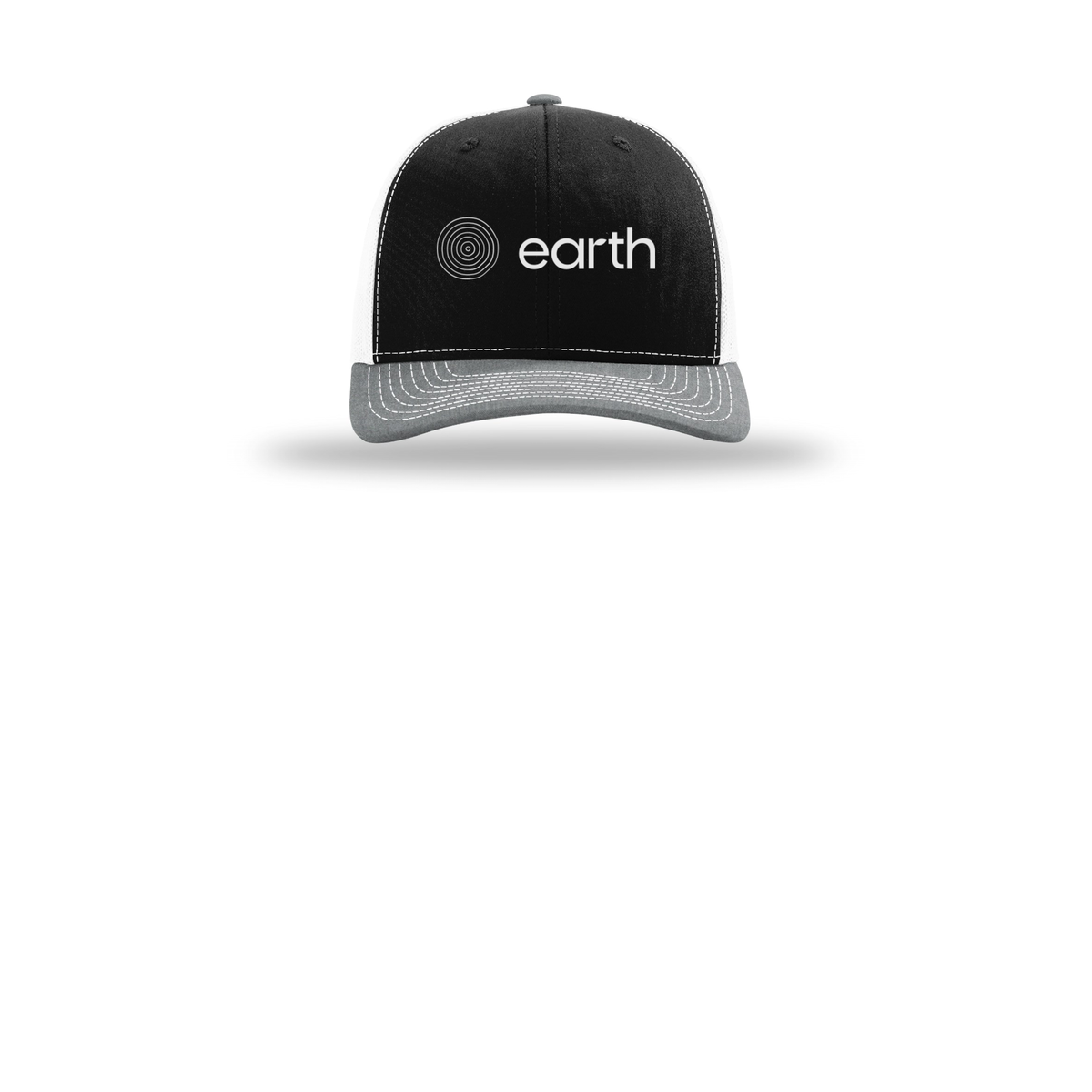 earthfuneral-richardson-trucker-cap-embroidery-capfront-R112-blackwhiteheathergrey-flat-front