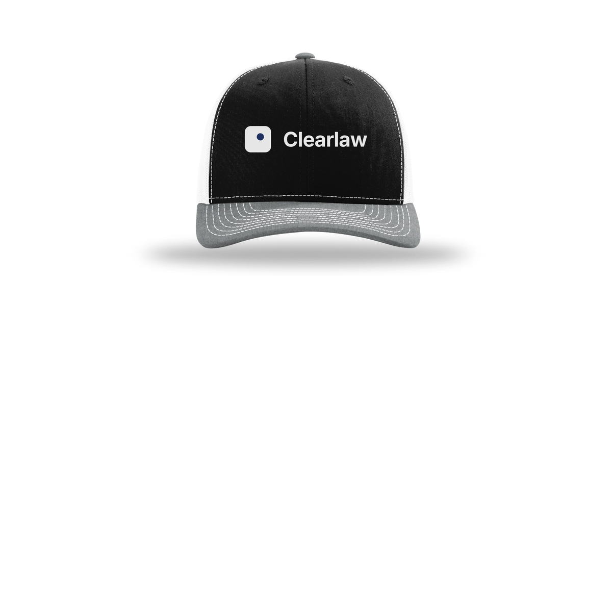 clearlaw-richardson-trucker-cap-embroidery-capfront-R112-blackwhiteheathergrey-flat-front