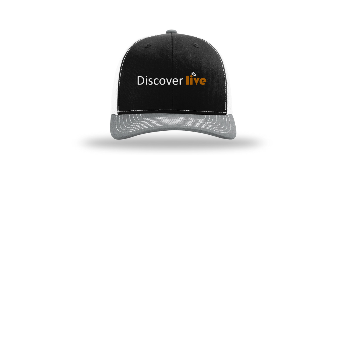 discover-richardson-trucker-cap-embroidery-capfront-R112-blackwhiteheathergrey-flat-front