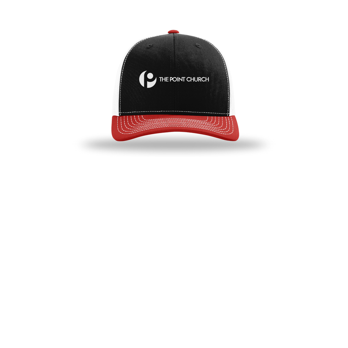 thepointva-richardson-trucker-cap-embroidery-capfront-R112-blackwhitered-flat-front