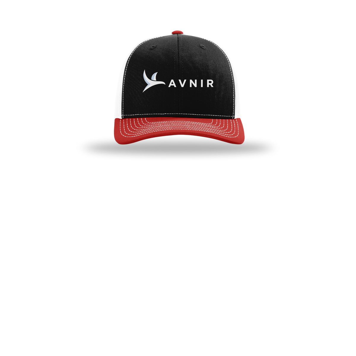 avnir-richardson-trucker-cap-embroidery-capfront-R112-blackwhitered-flat-front