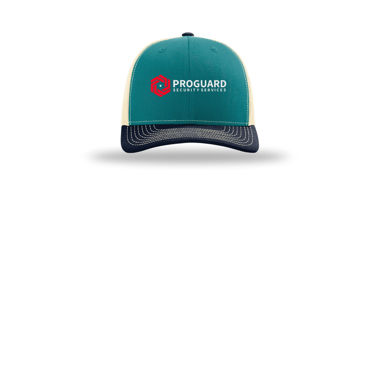 proguardsecurityservices-richardson-trucker-cap-embroidery-capfront-R112-bluetealbirchnavy-flat-front
