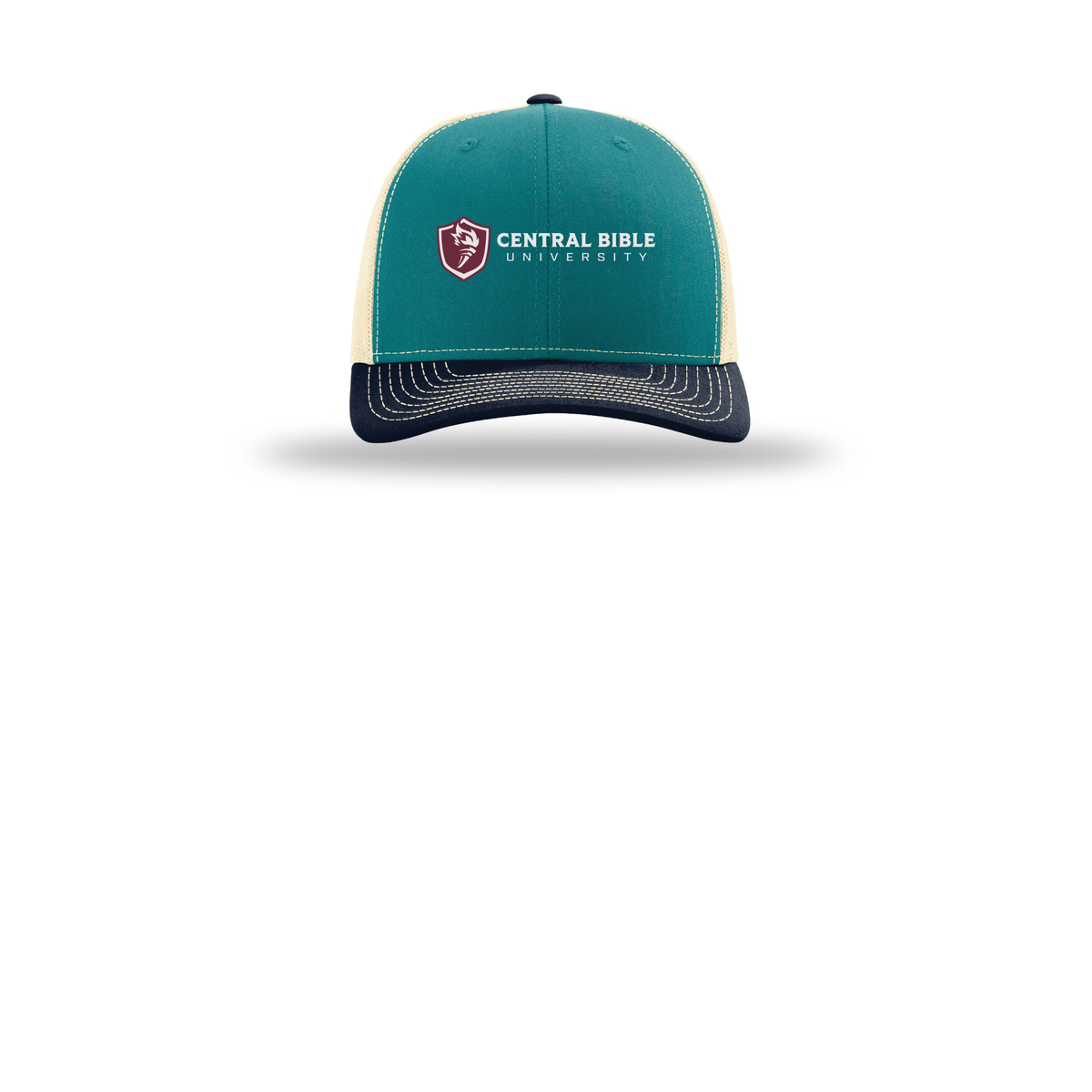 centralbible-richardson-trucker-cap-embroidery-capfront-R112-bluetealbirchnavy-flat-front