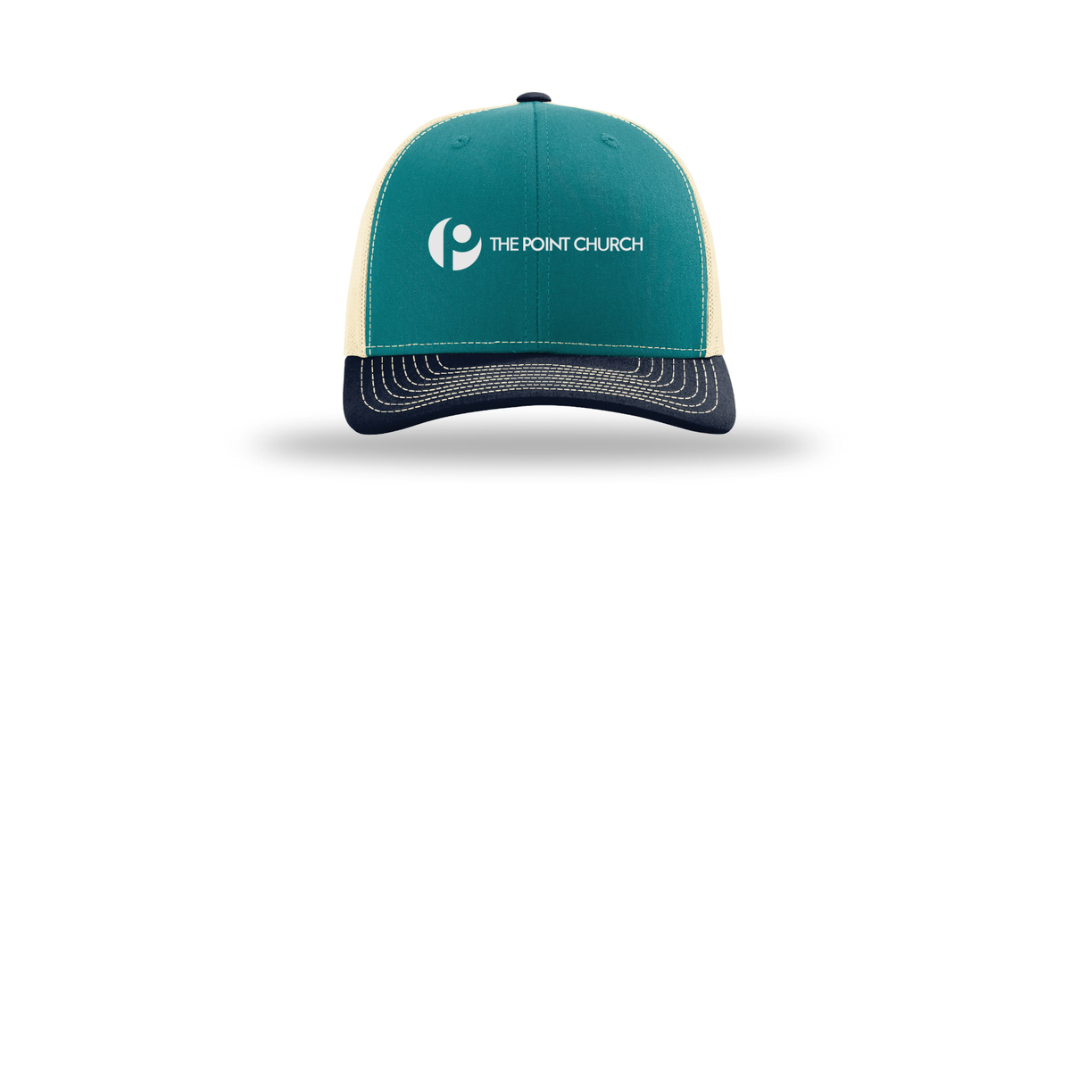 thepointva-richardson-trucker-cap-embroidery-capfront-R112-bluetealbirchnavy-flat-front