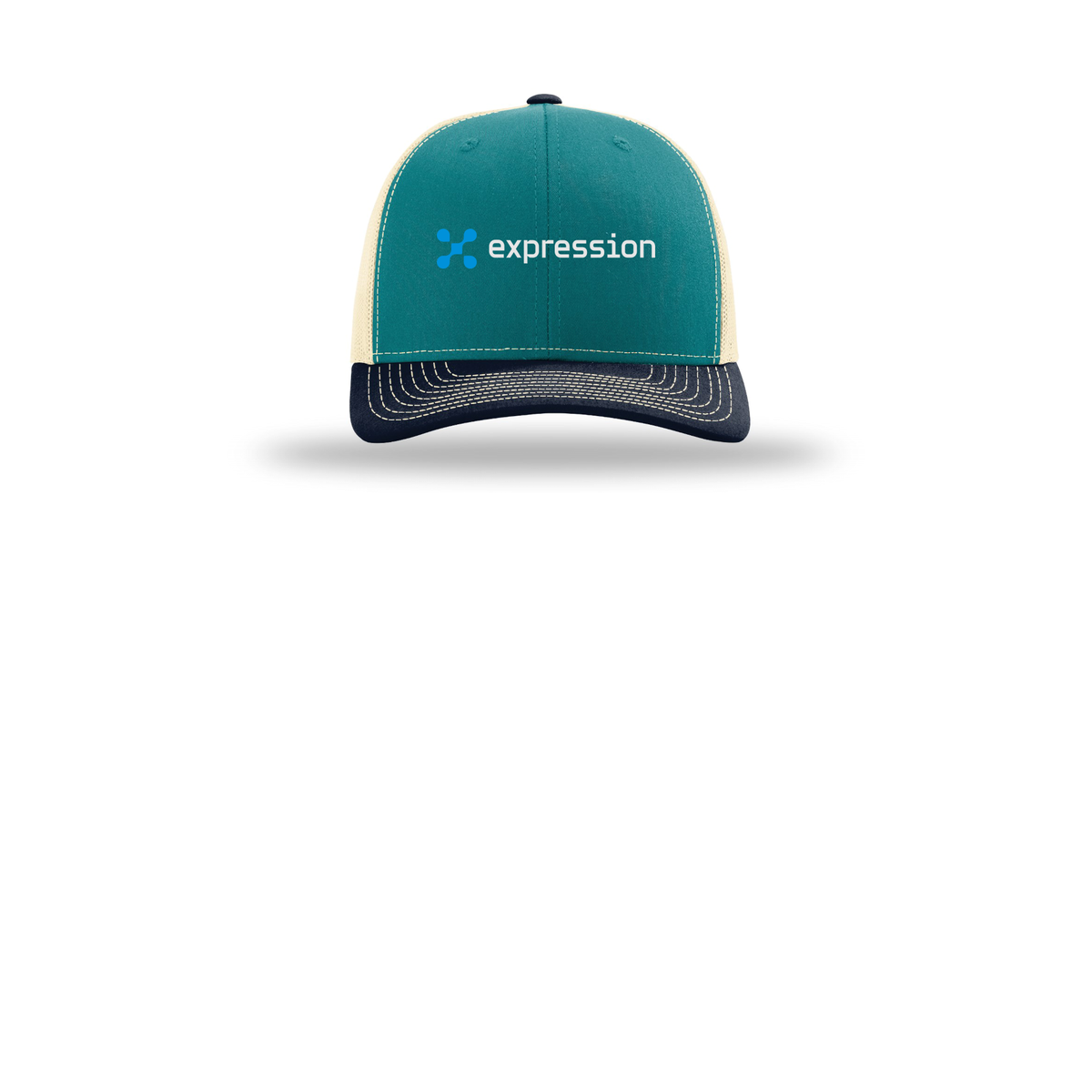 expr-richardson-trucker-cap-embroidery-capfront-R112-bluetealbirchnavy-flat-front
