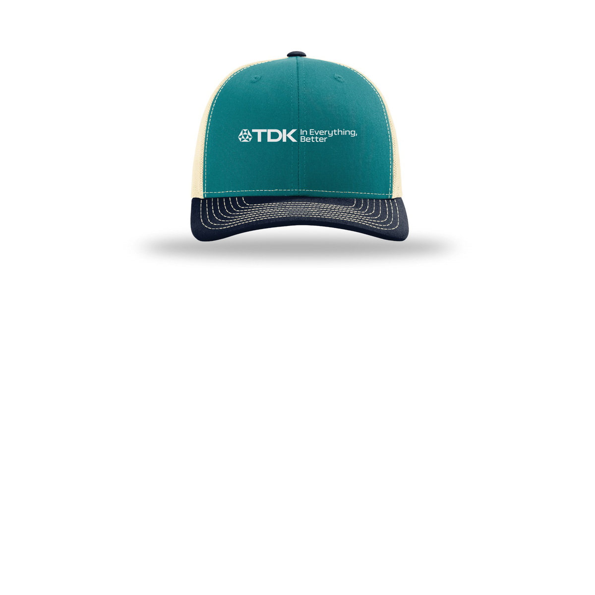 tdk-richardson-trucker-cap-embroidery-capfront-R112-bluetealbirchnavy-flat-front