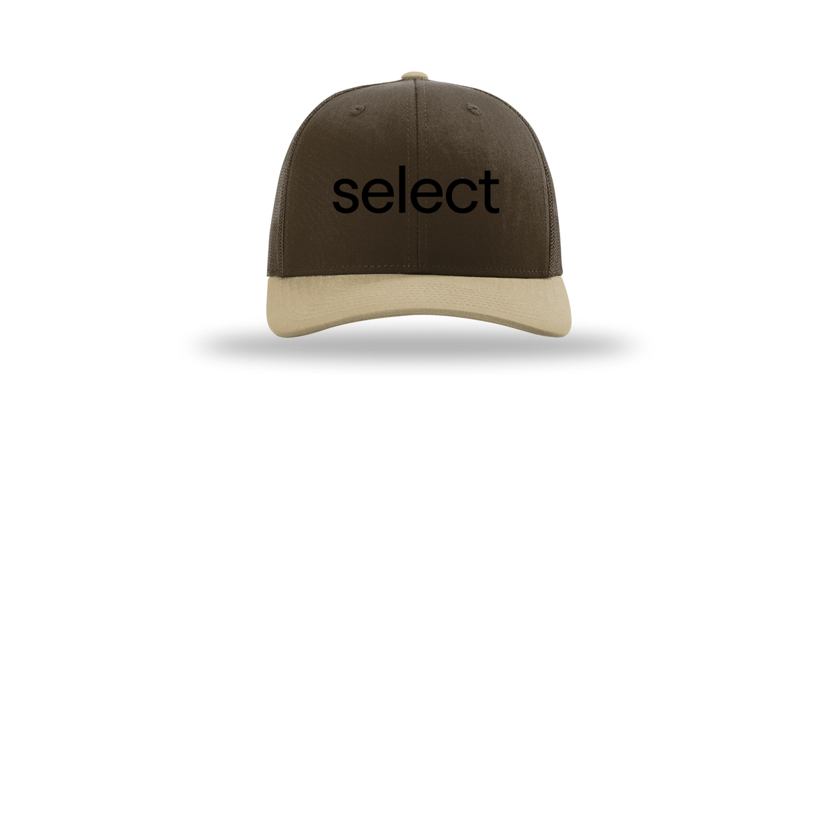 meetselect-richardson-trucker-cap-embroidery-capfront-R112-brownbrownkhaki-flat-front