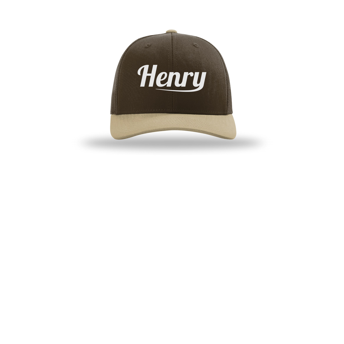 henrymeds-richardson-trucker-cap-embroidery-capfront-R112-brownbrownkhaki-flat-front