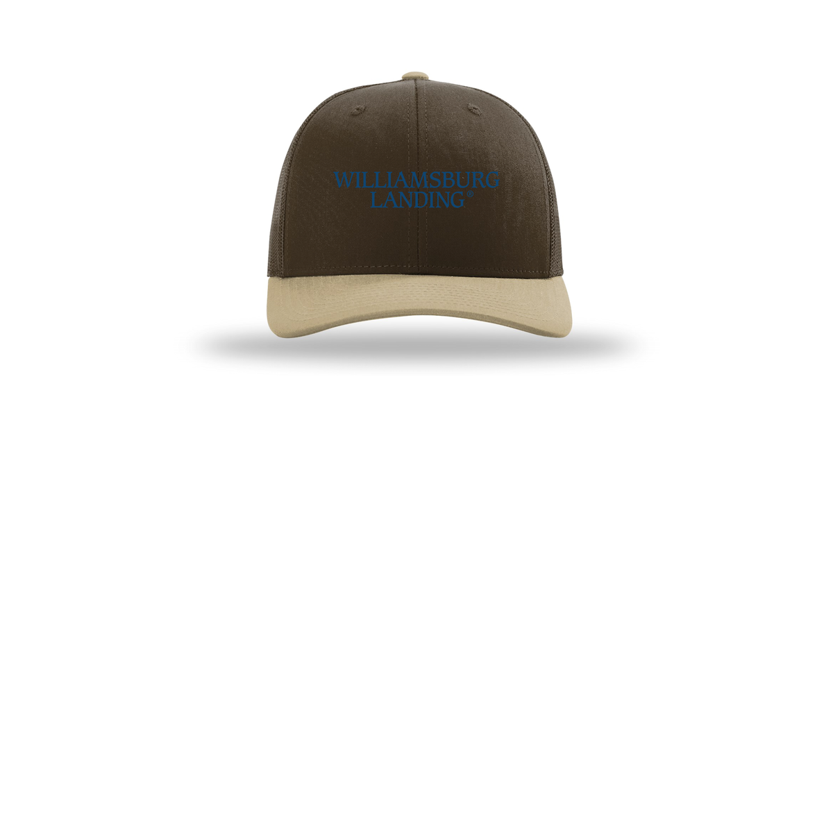 williamsburglanding-richardson-trucker-cap-embroidery-capfront-R112-brownbrownkhaki-flat-front