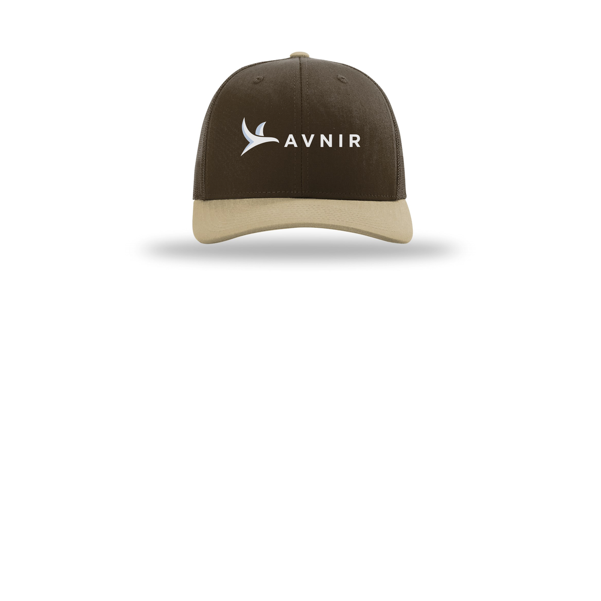 avnir-richardson-trucker-cap-embroidery-capfront-R112-brownbrownkhaki-flat-front