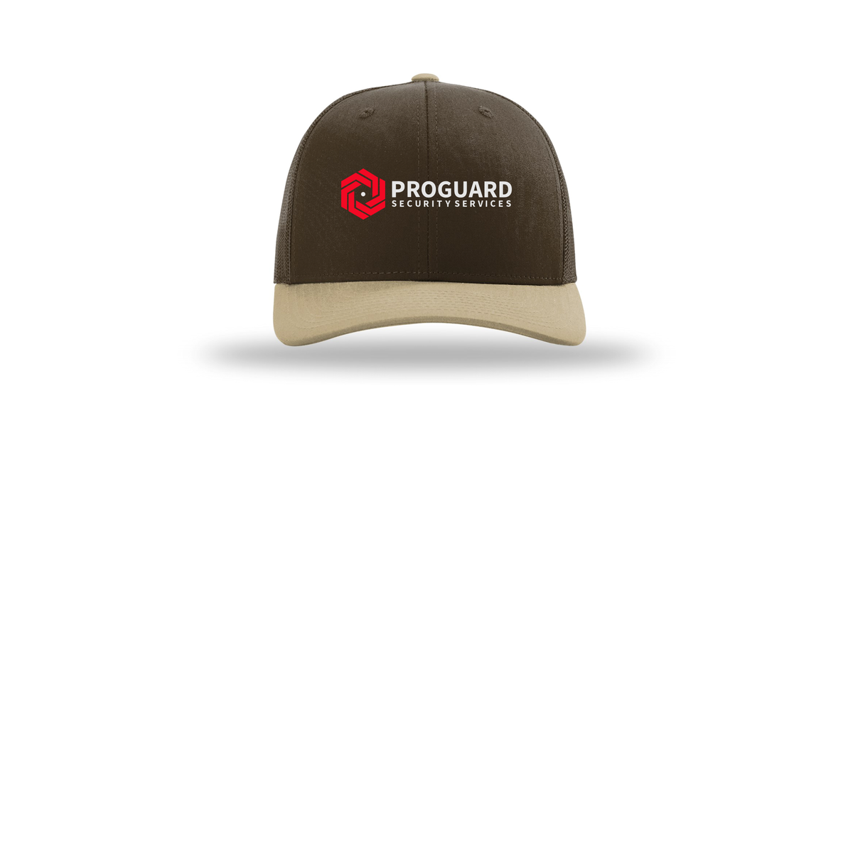 proguardsecurityservices-richardson-trucker-cap-embroidery-capfront-R112-brownbrownkhaki-flat-front